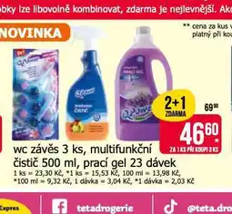Teta Wc závěs, multifunkční čistič, prací gel nabídka