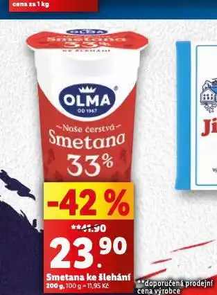 Lidl Olma smetana ke šlehání nabídka