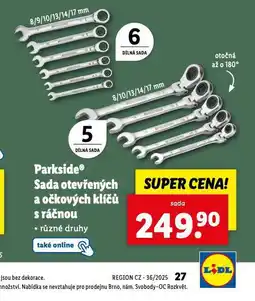 Lidl Sada otevřených a očkoplochých klíčů s táčnou nabídka