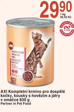 Coop hb AXI Kompletní krmivo pro dospělé kočky, kousky s hovězím a játry v omáčce nabídka