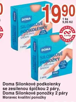 Coop hb Doma Silonkové podkolenky se zesílenou špičkou 2 páry, Doma Silonkové ponožky 2 páry nabídka