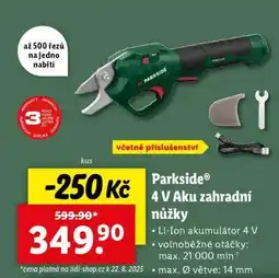 Lidl Parkside 4 V Aku zahradní nůžky nabídka