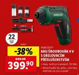 Lidl PARKSIDE AKU ŠROUBOVÁK 4 V S GRILOVACÍM PŘÍSLUŠENSTVÍM nabídka