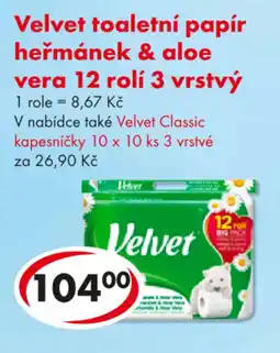 CBA Velvet toaletní papír heřmánek & aloe vera nabídka