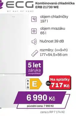 Expert ECG Kombinovaná chladnička ERB 21730 WE nabídka