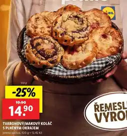 Lidl TVAROHOVÝ/MAKOVÝ KOLÁČ S PLNĚNÝM OKRAJEM, 120 g nabídka