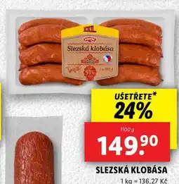 Lidl SLEZSKÁ KLOBÁSA, 1100 g nabídka
