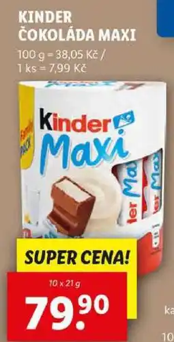 Lidl KINDER ČOKOLÁDA MAXI, 10x 21 g nabídka