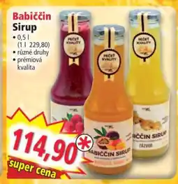Norma Babiččin Sirup nabídka