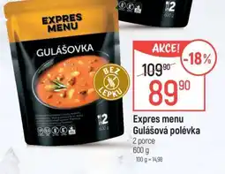 Globus Expres menu Gulášová polévka nabídka