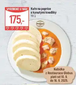 Globus Kuře na paprice s kynutými knedlíky nabídka