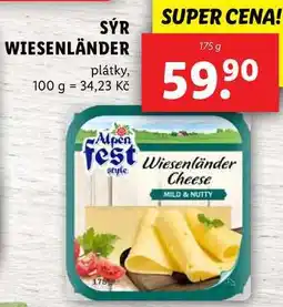 Lidl SÝR WIESENLÄNDER, 175 g nabídka