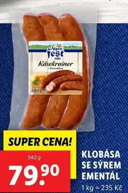 Lidl KLOBÁSA SE SÝREM EMENTÁL, 340 g nabídka