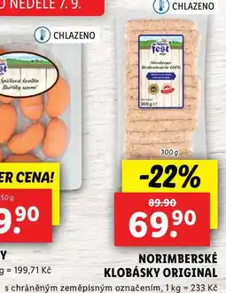 Lidl NORIMBERSKÉ KLOBÁSKY ORIGINAL, 300 g nabídka
