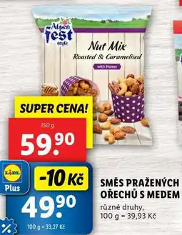 Lidl SMĚS PRAŽENÝCH OŘECHŮ S MEDEM, 150 g nabídka