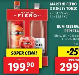 Lidl MARTINI FIERO & KINLEY TONIC, 0,75 l+1,5 l nabídka