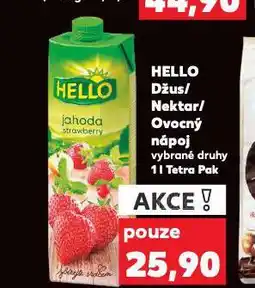 Kaufland Hello džus, nektar a nápoj nabídka