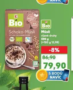 Kaufland Bio müsli nabídka