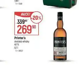 Globus Printer's scotch whisky nabídka