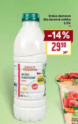 Billa Srdce domova Bio čerstvé mléko 3,5% 1l nabídka