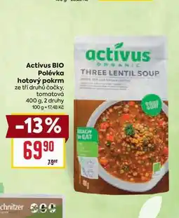 Billa Activus BIO Polévka hotový pokrm ze tří druhů čočky, tomatová 400 g nabídka