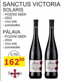 BENE Nápoje Templářské sklepy 0,75l SANCTUS VICTORIA SOLARIS - POZDNÍ SBĚR - 2022 nabídka