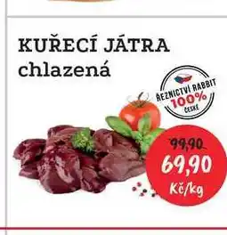 RABBIT řeznictví KUŘECÍ JÁTRA chlazená 1kg nabídka