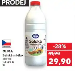 Kaufland OLMA Selské mléko nabídka