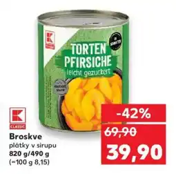 Kaufland Broskve plátky v sirupu nabídka
