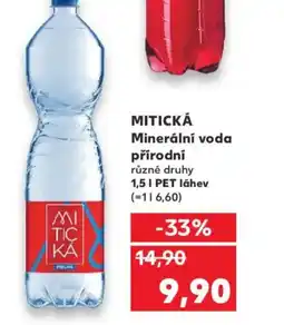 Kaufland MITICKÁ Minerální voda přírodní nabídka