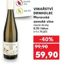 Kaufland VINAŘSTVÍ DRNHOLEC Moravské zemské víno nabídka