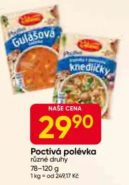 Hruška Poctivá polévka nabídka
