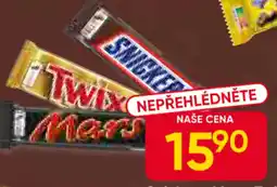 Hruška Snickers, Mars, Twix, Bounty nabídka