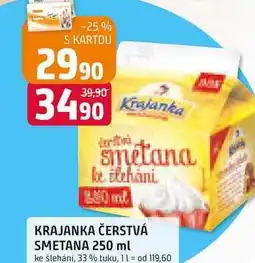 Trefa KRAJANKA ČERSTVÁ SMETANA 250 ml ke šlehání, 33 % tuku nabídka