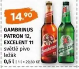 Terno Gambrinus patron 12, excelent 11 světlé pivo ležák nabídka