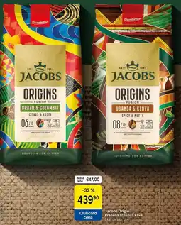 Tesco Jacobs Origin Pražená zrnková káva, 1 kg. dva druhy nabídka
