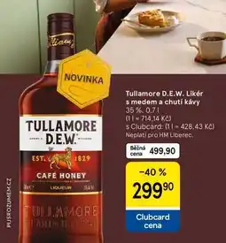 Tesco Tullamore D.E.W. Likér s medem a chutí kávy 35 %, 0.7 l nabídka