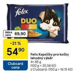 Tesco Felix Kapsičky pro kočky lahodný výběr, 4× 85 g nabídka