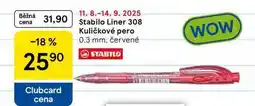 Tesco Stabilo Liner 308 Kuličkové pero, 0,3 mm. červené nabídka