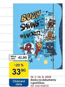 Tesco Desky na dokumenty s gumičkou, A4, více motivů nabídka
