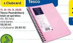 Tesco Tesco Poznámkový blok se spirálou, A5, 80 listů, více barev nabídka