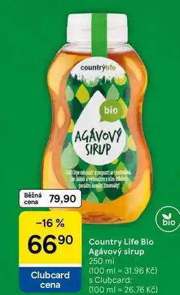 Tesco Country Life Bio Agávový sirup, 250 ml nabídka