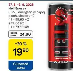 Tesco Hell Energy, 0,25 l, energetický nápoj nabídka