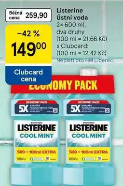 Tesco Listerine Ústní voda, 2x 600 ml nabídka