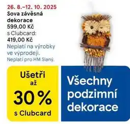 Tesco Sova závěsná dekorace nabídka