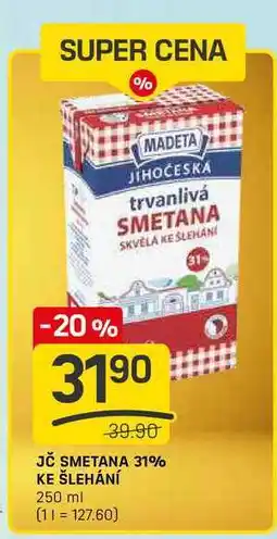 Flop JČ SMETANA 31% KE ŠLEHÁNÍ 250 ml nabídka