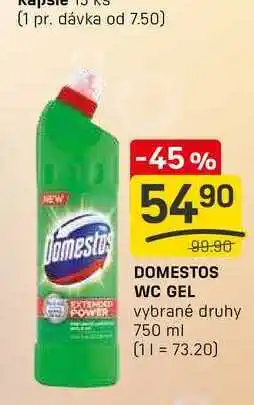 Flop DOMESTOS WC GEL vybrané druhy 750 ml nabídka