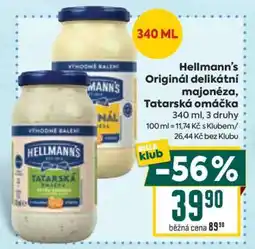 Billa Hellmann’s Originál, Delikátní majonéza, Tatarská omáčka nabídka