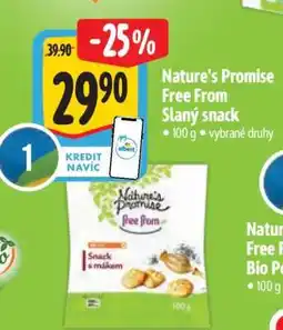 Albert Nature's Promise Free From Slaný snack nabídka