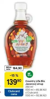 Tesco Country Life Bio Javorový sirup nabídka